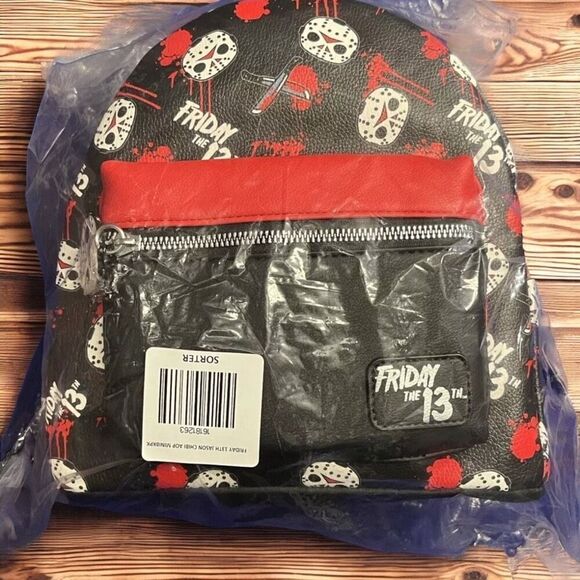 Friday The 13th Chibi Jason Voorhees Mini Backpack Black & Red NWT - Picture 1 of 4